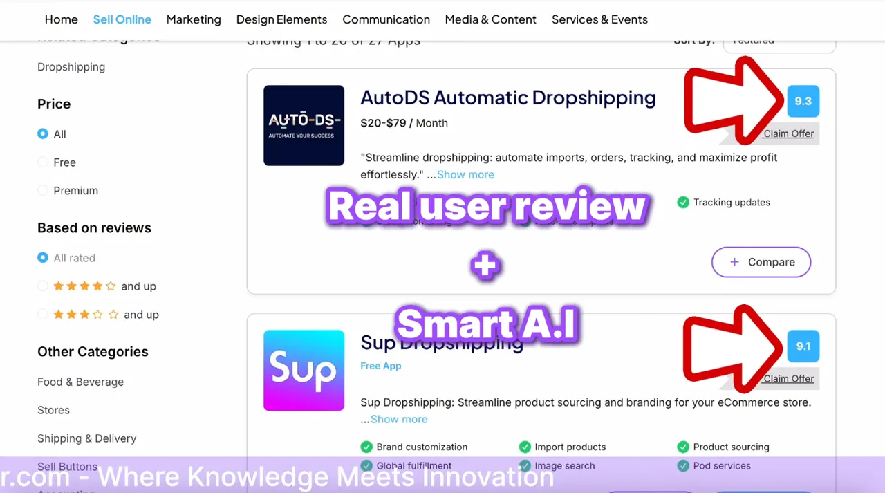 Explore ranked dropshipping apps for Wix on Taranker.com